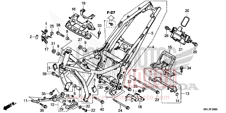 CARROSSERIE DE CHASSIS von NC750X DCT MAT BALLISTIC BLACK METALLIC (NHA86) von 2019